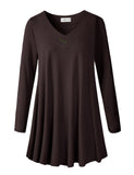 Women's Plus Size Tunic Long Sleeve V Neck Blouses Basic Shirt-LARACE 8055.