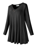 Women's Plus Size Tunic Long Sleeve V Neck Blouses Basic Shirt-LARACE 8055.