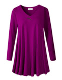 Women's Plus Size Tunic Long Sleeve V Neck Blouses Basic Shirt-LARACE 8055.