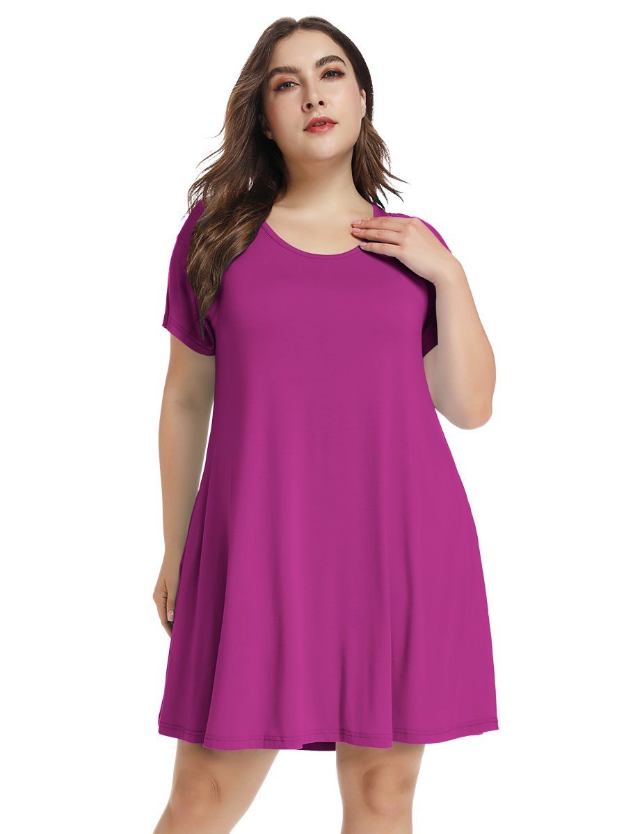 SHOWMALL Plus Size Tunic Tops for Women Clothes Short Sleeve Burgundy 1X  Summer Blouse Swing Tee Crewneck Clothing Flowy Shirt for Leggings 