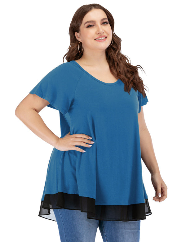 MANER Women's Plus Size Tops Short Sleeve Flowy Shirts Casual