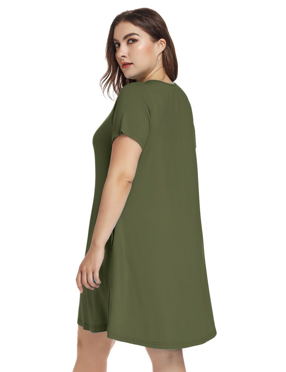 Oversize Short Long Sleeve Tunic Dresses Plus Size Baggy Midi Tshirt Dress  with Pockets for Postpartum Dress for, Green, Small : : Clothing,  Shoes & Accessories