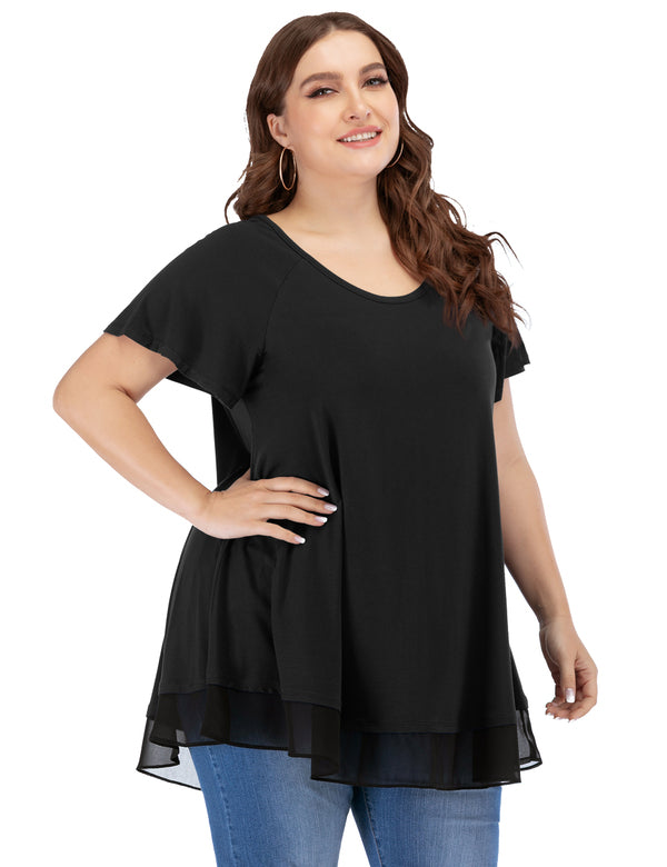Plus Size Clothing Black Long T Shirt With Sleeves Size LG XL 2X 3X 4X 