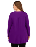 Women's Plus Size Tunic Long Sleeve V Neck Blouses Basic Shirt-LARACE 8055.