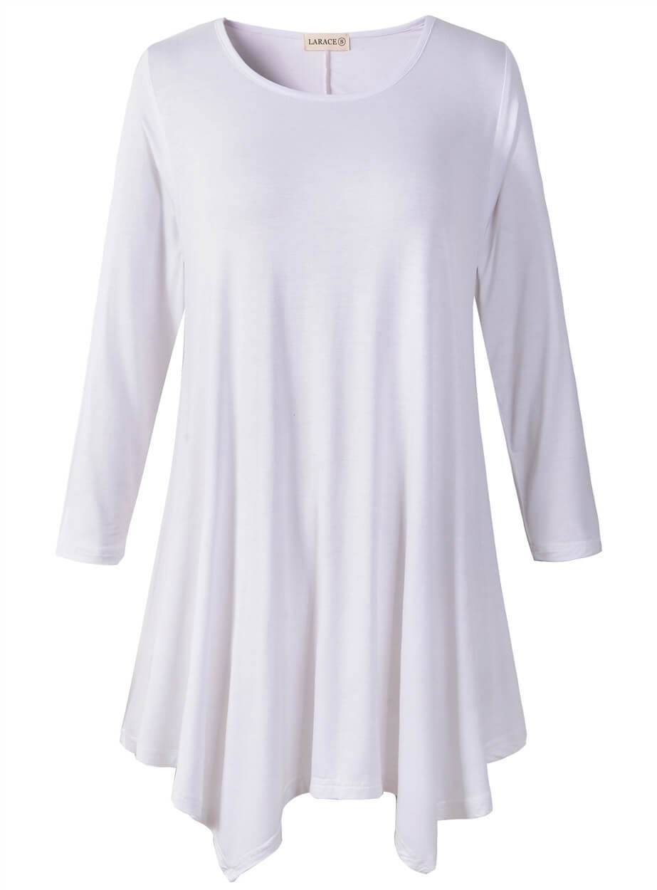 LARACE 3/4 Sleeve Plus Size Tunic Tops Loose Basic Shirt 8028 S-3 XL