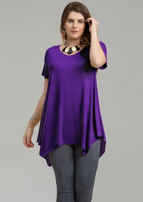 nsendm Womens Tunic Tops For Leggings Short Sleeve Shirts Casual Ruched  Blouses Clothes Long Sleeve Heat Shirt Purple Large 