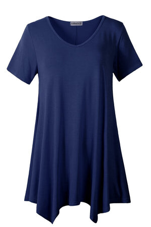 Casual T Shirt V-Neck Leggings-LARACE Tops Color for 8036 Solid