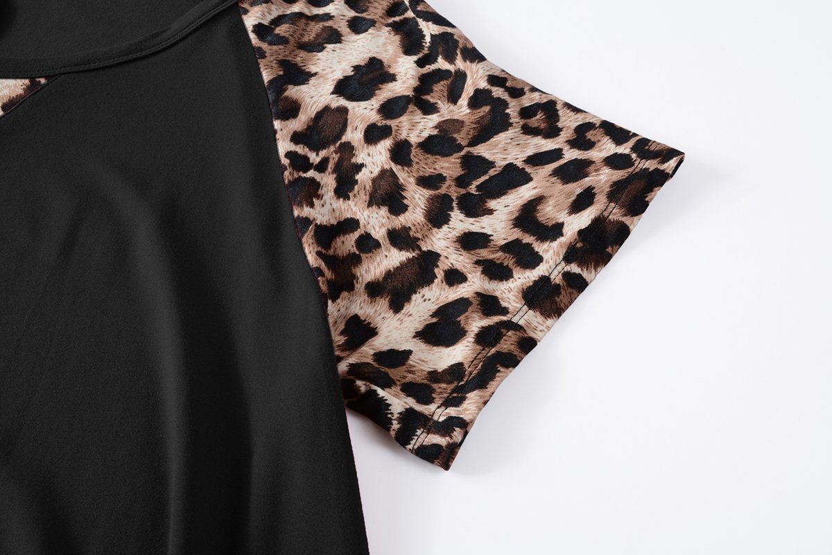 Black Leopard Print Shirt, Tops