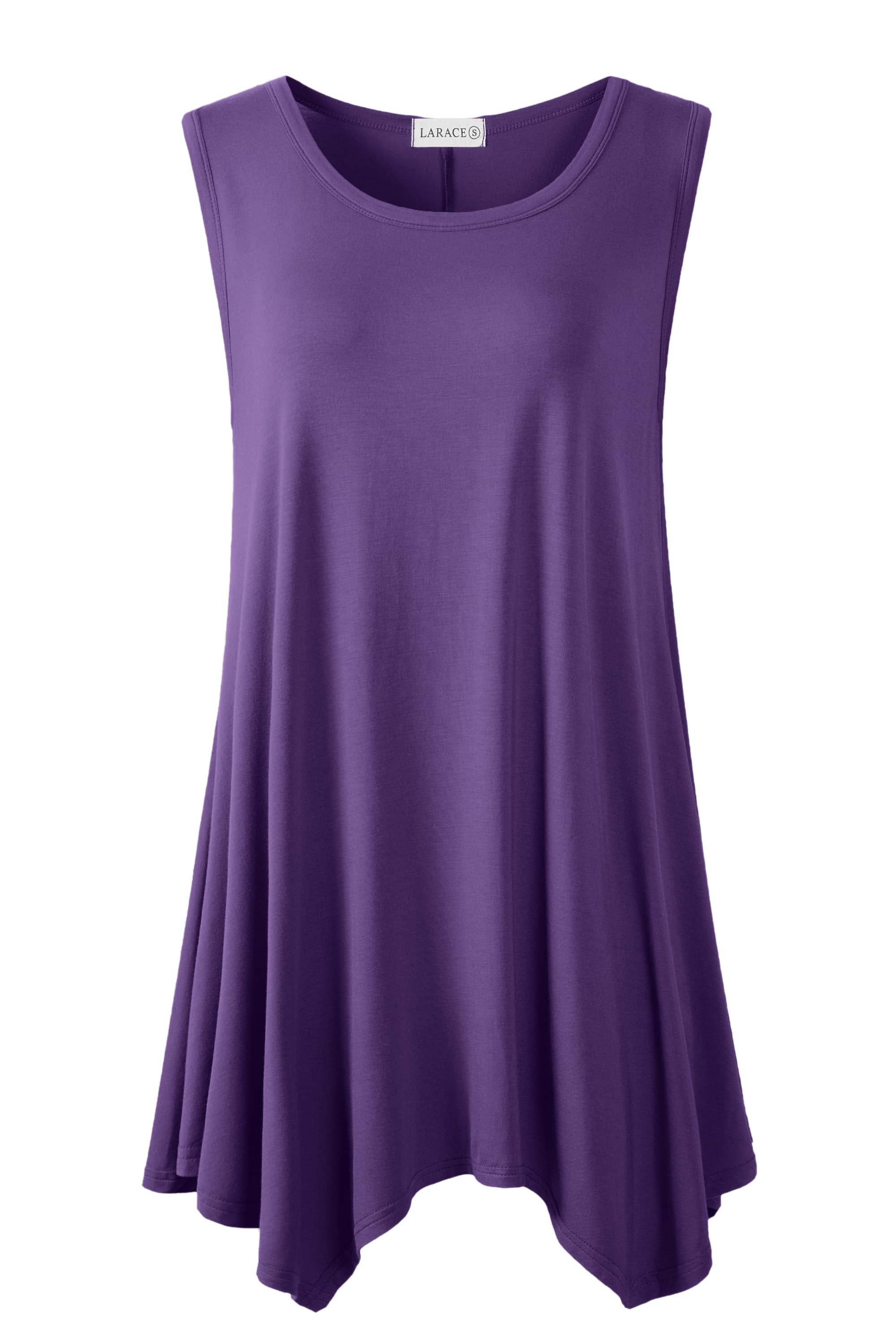 QWERTYU Womens White Dressy Tops Square Neck Flowy Compression Tanks for Women  Sleeveless Plus Size Summer Tunics Purple XL 